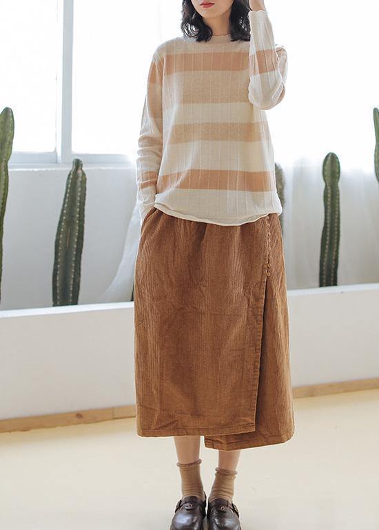 Chunky Striped Sweaters O Neck Long Sleeve Top
