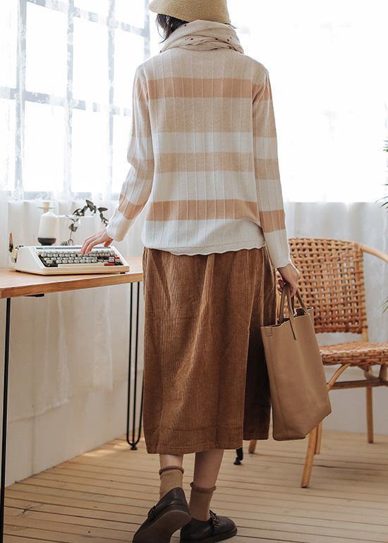 Chunky Striped Sweaters O Neck Long Sleeve Top
