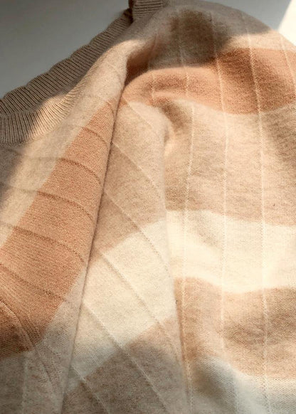 Chunky Striped Sweaters O Neck Long Sleeve Top