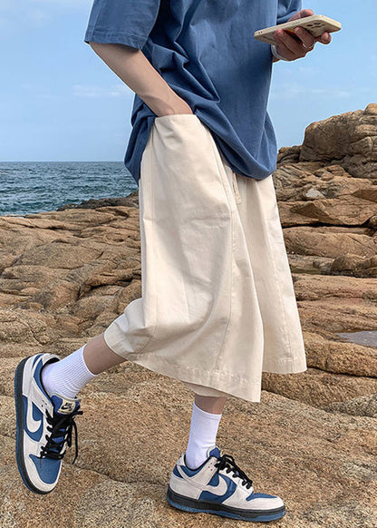 Classy Apricot Pockets Patchwork Pants Summer