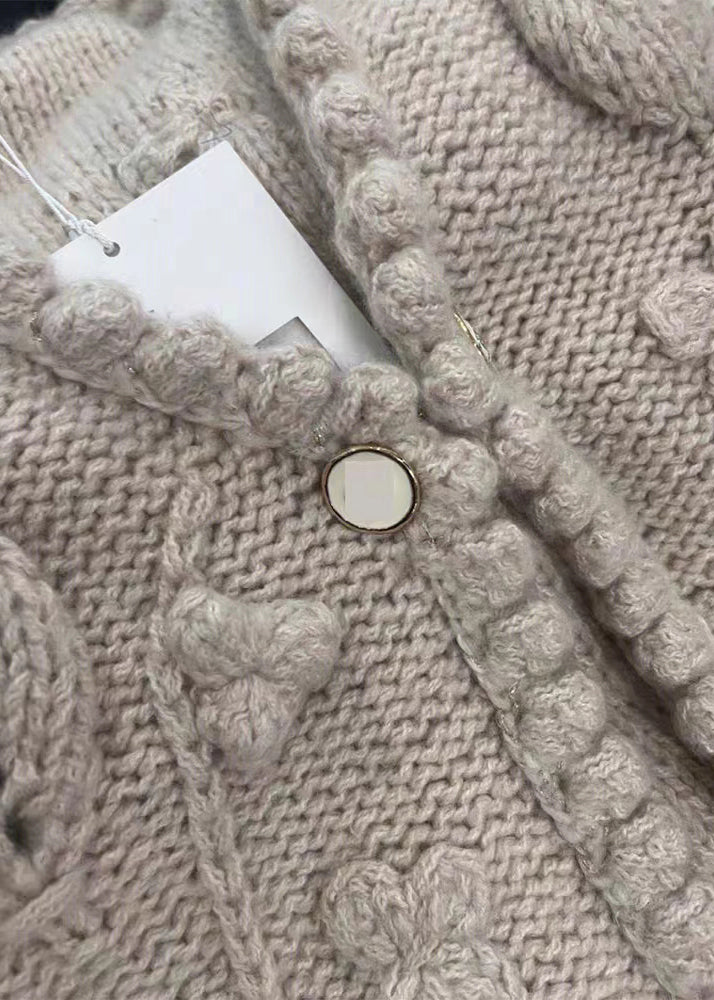 Classy Beige V Neck Button Cotton Knit Waistcoat Sleeveless