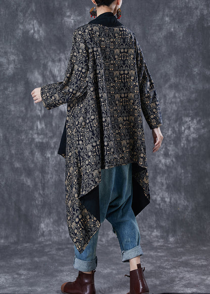 Classy Black Asymmetrical Wear on Both Sides Cotton Trench Fall