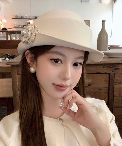 Classy Black Pearl Woolen Cloche Hat