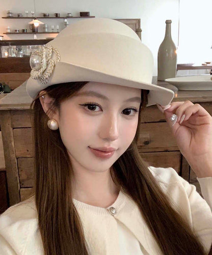 Classy Black Pearl Woolen Cloche Hat