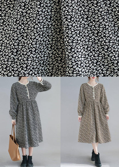 Classy Black Print Clothes O Neck Robe Spring Dresses