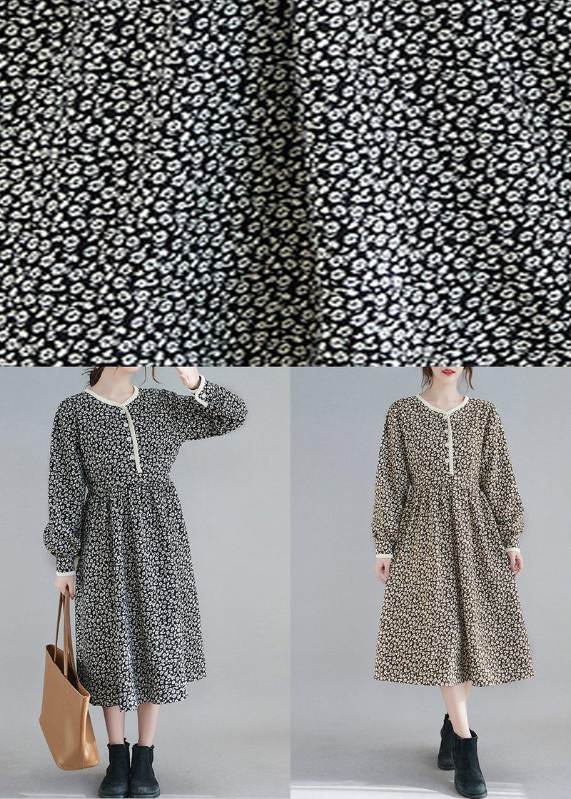 Classy Black Print Clothes O Neck Robe Spring Dresses
