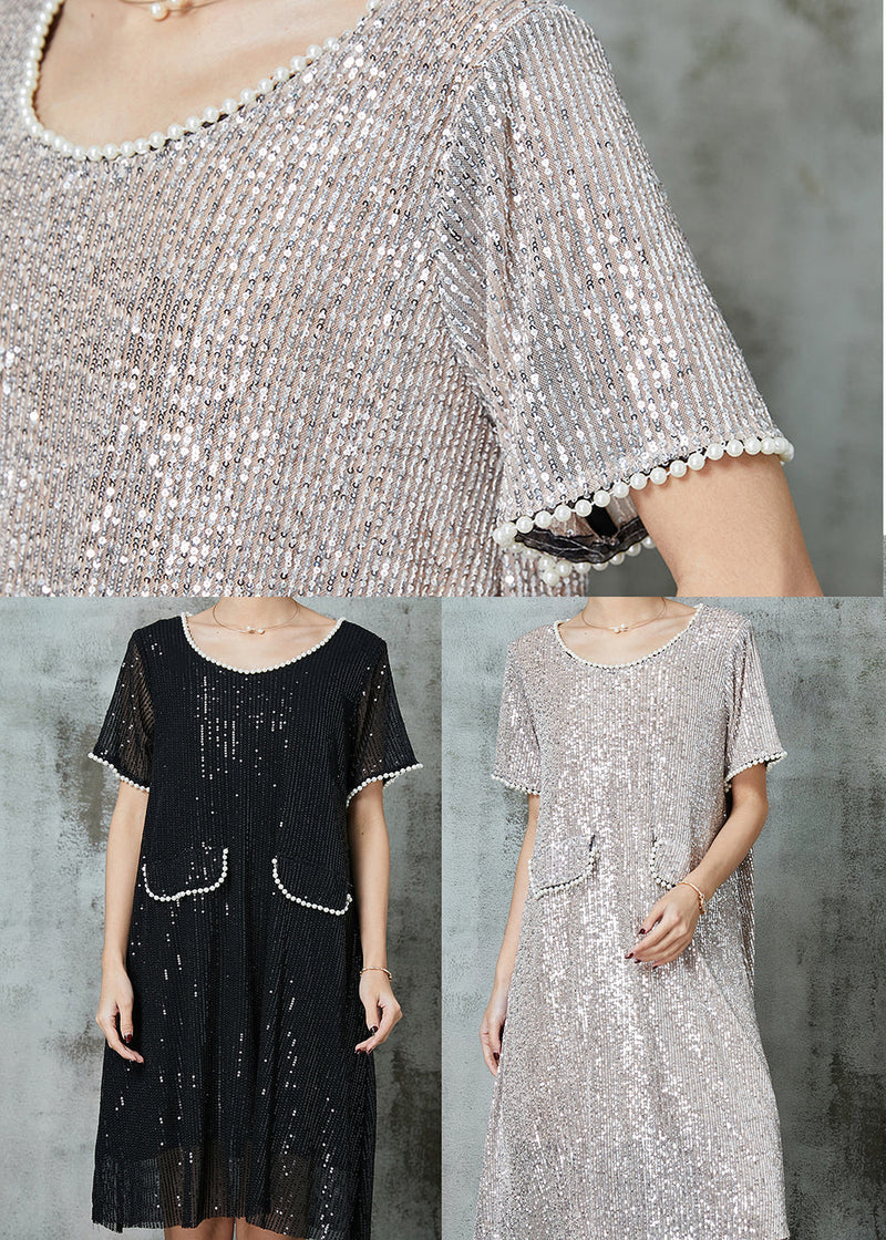 Classy Black Sequins Nail Bead Dance Dress Summer