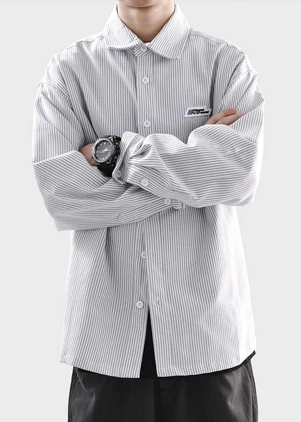 Classy Black Striped Button Cotton Shirts Spring