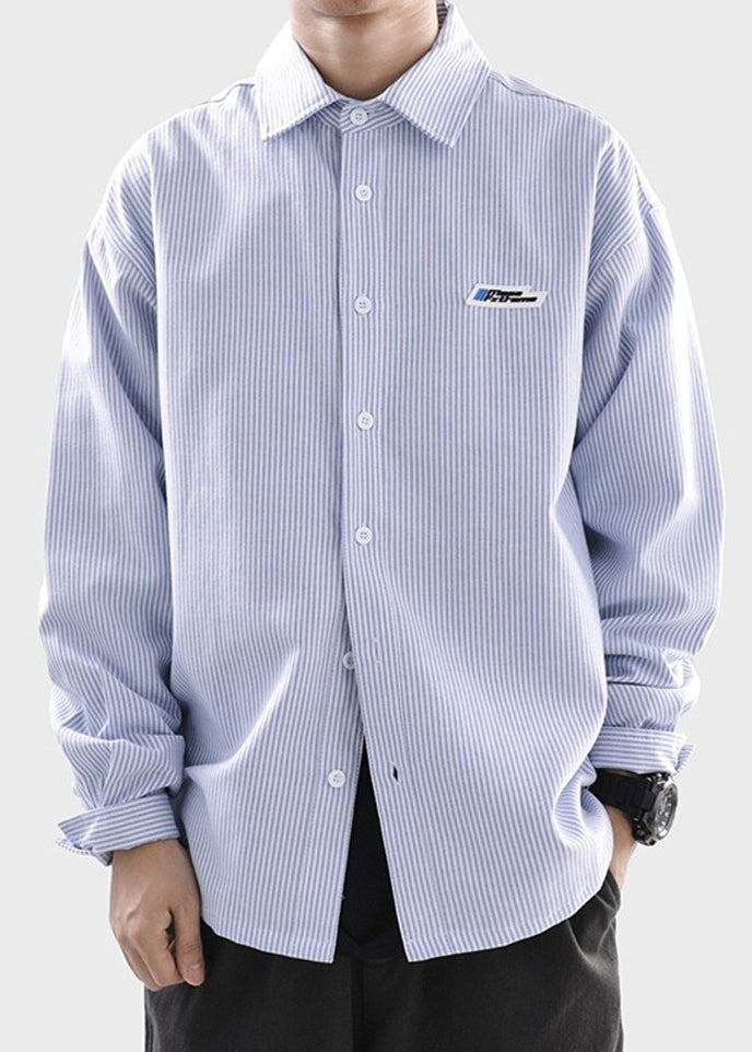 Classy Black Striped Button Cotton Shirts Spring