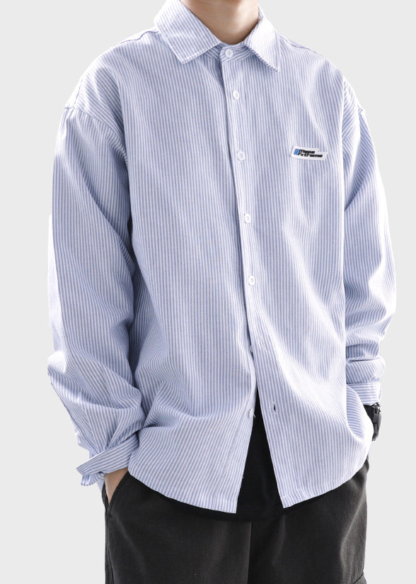 Classy Black Striped Button Cotton Shirts Spring