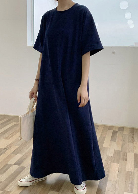 Classy Blue Cotton Long Dresses Summer