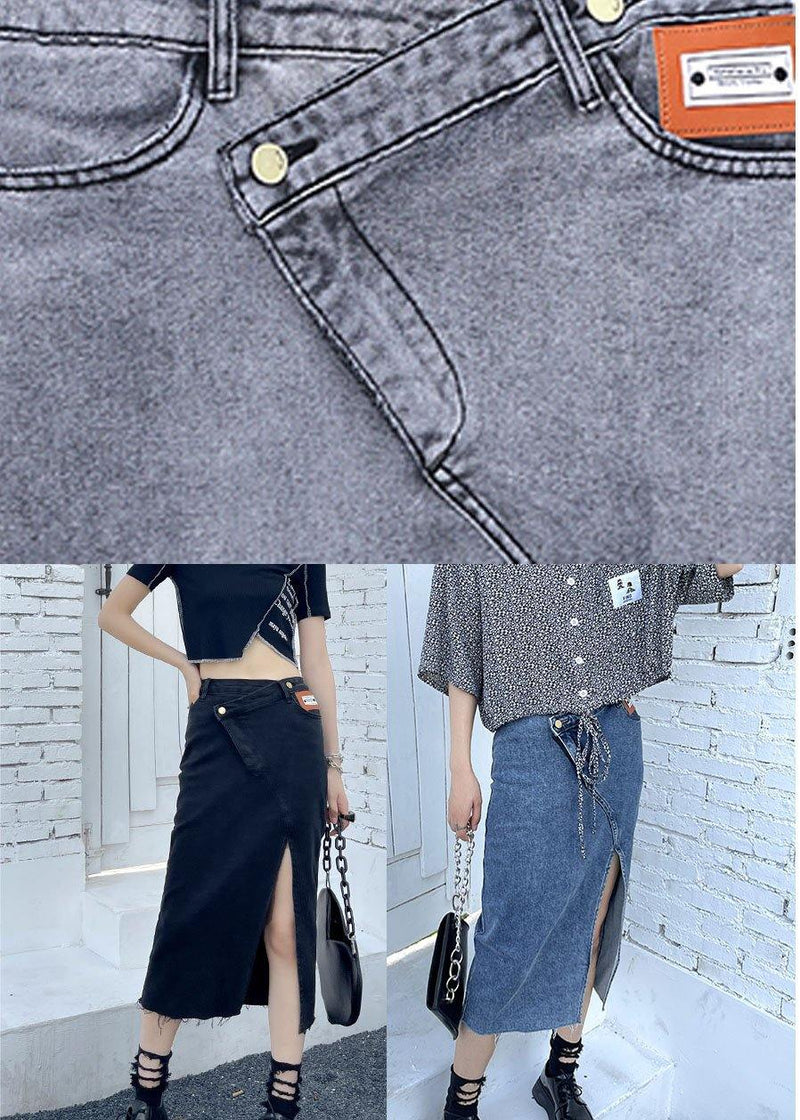 Classy Blue Summer Asymmetrical Design Skirts Denim