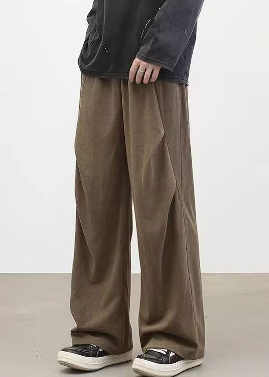 Classy Brown Cinched Warm Fleece Corduroy Pants Spring