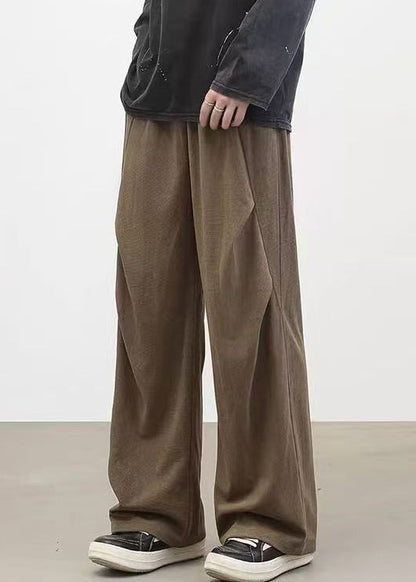 Classy Brown Cinched Warm Fleece Corduroy Pants Spring