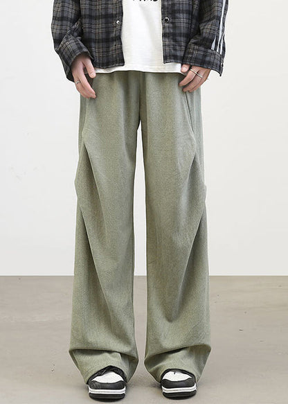 Classy Brown Cinched Warm Fleece Corduroy Pants Spring