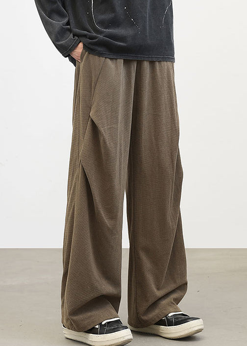 Classy Brown Cinched Warm Fleece Corduroy Pants Spring