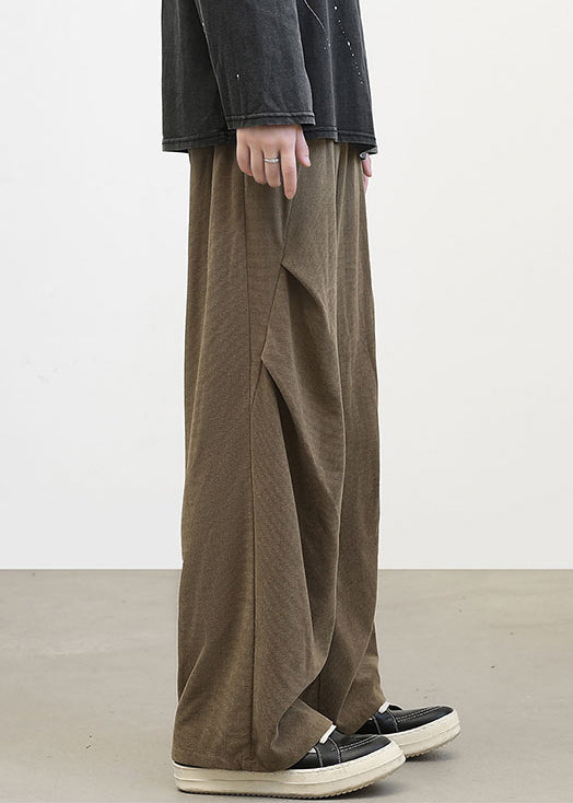 Classy Brown Cinched Warm Fleece Corduroy Pants Spring