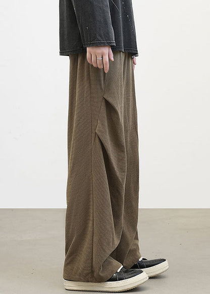 Classy Brown Cinched Warm Fleece Corduroy Pants Spring