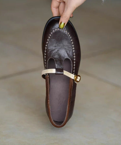 Classy Chocolate Splicing Sheepskin Loafers