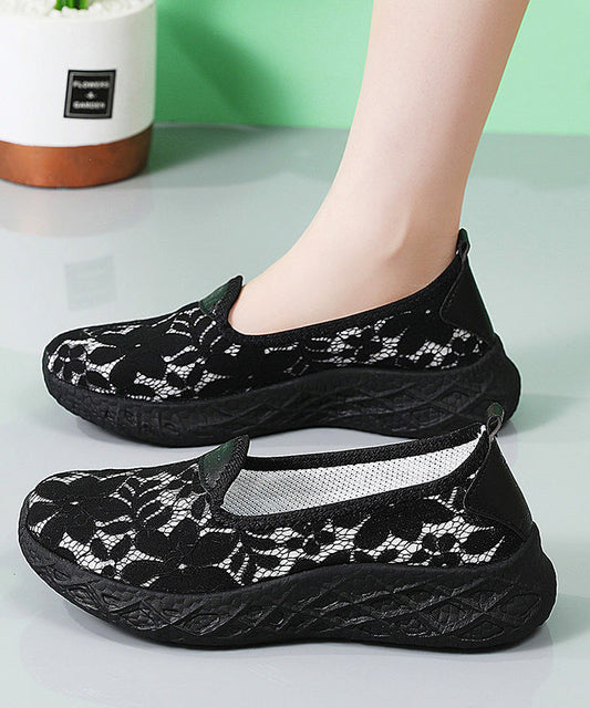 Classy Cotton Fabric Flats Black Flat Shoes for