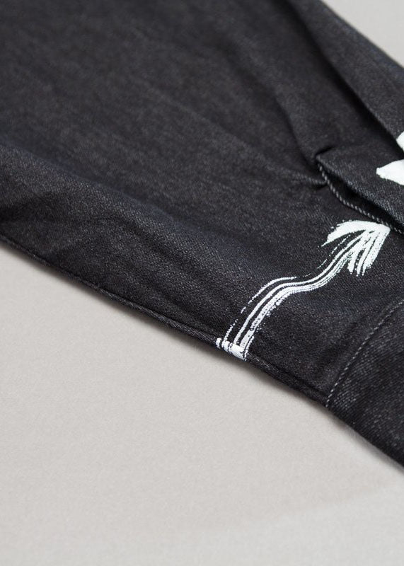 Classy Cotton Quilting Clothes Black Cotton Graffiti Arrow Loose Dress