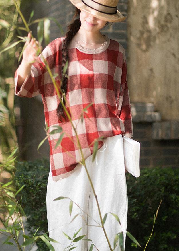 Classy Half Sleeve Spring Clothes Fashion Ideas Red Plaid Blouse