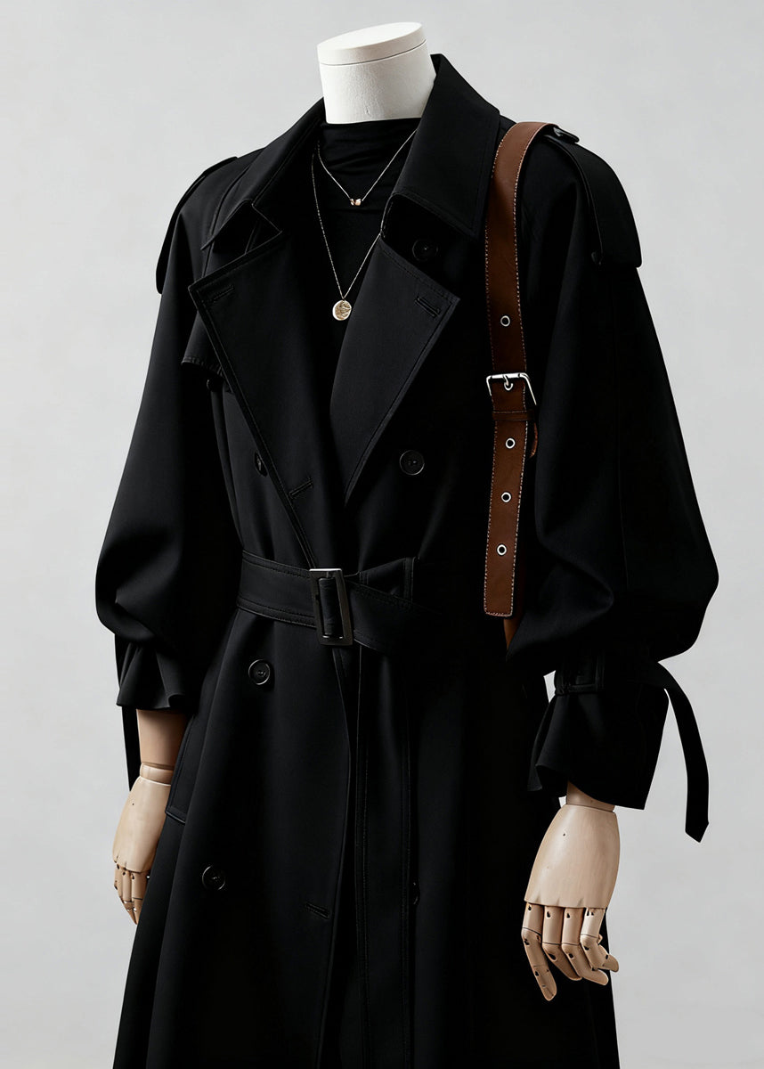 Classy Khaki Notched Double Breast Cotton Trench Spring