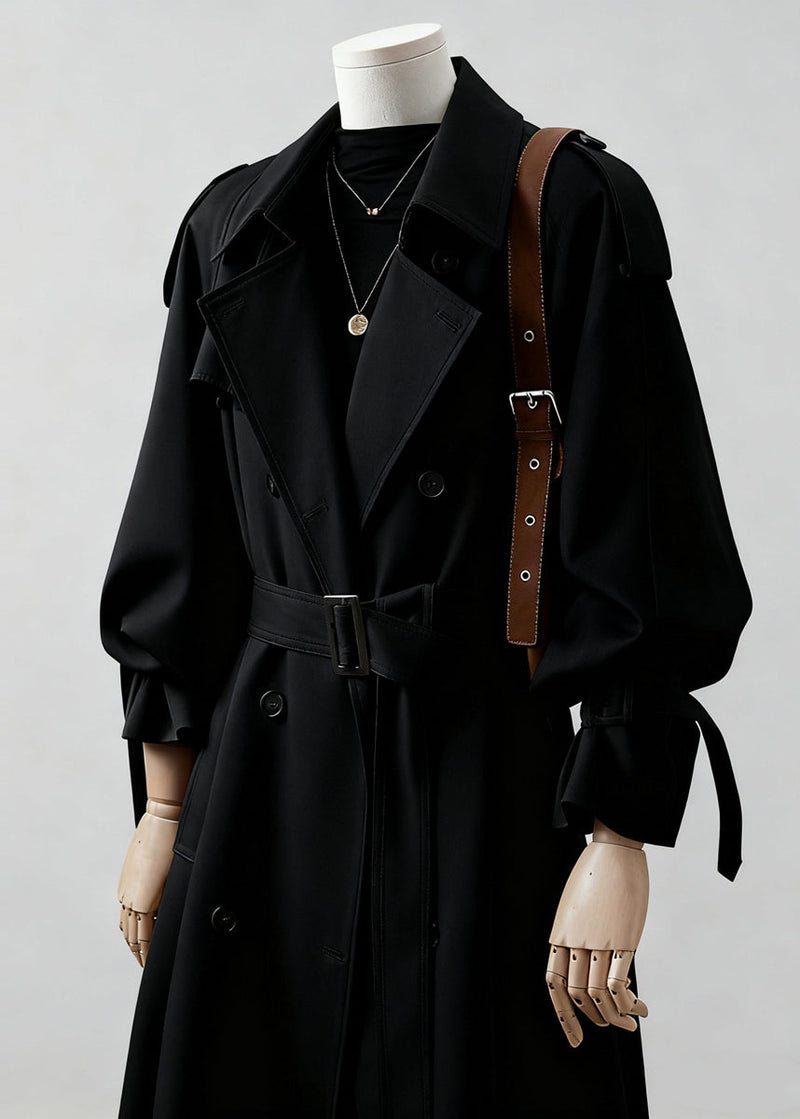 Classy Khaki Notched Double Breast Cotton Trench Spring