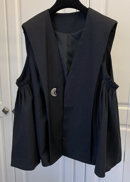Classy Khaki Pleated Pockets Fall Sleeveless Waistcoat
