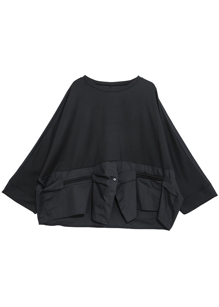 Classy Mulberry O-neck Patchwork Asymmetrical Design Fall Long Sleeve Blouse Top