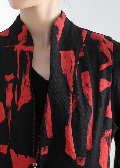 Classy Mulberry Print Peter Pan Collar Button Waistcoat Long Dress Fall Cotton Dress