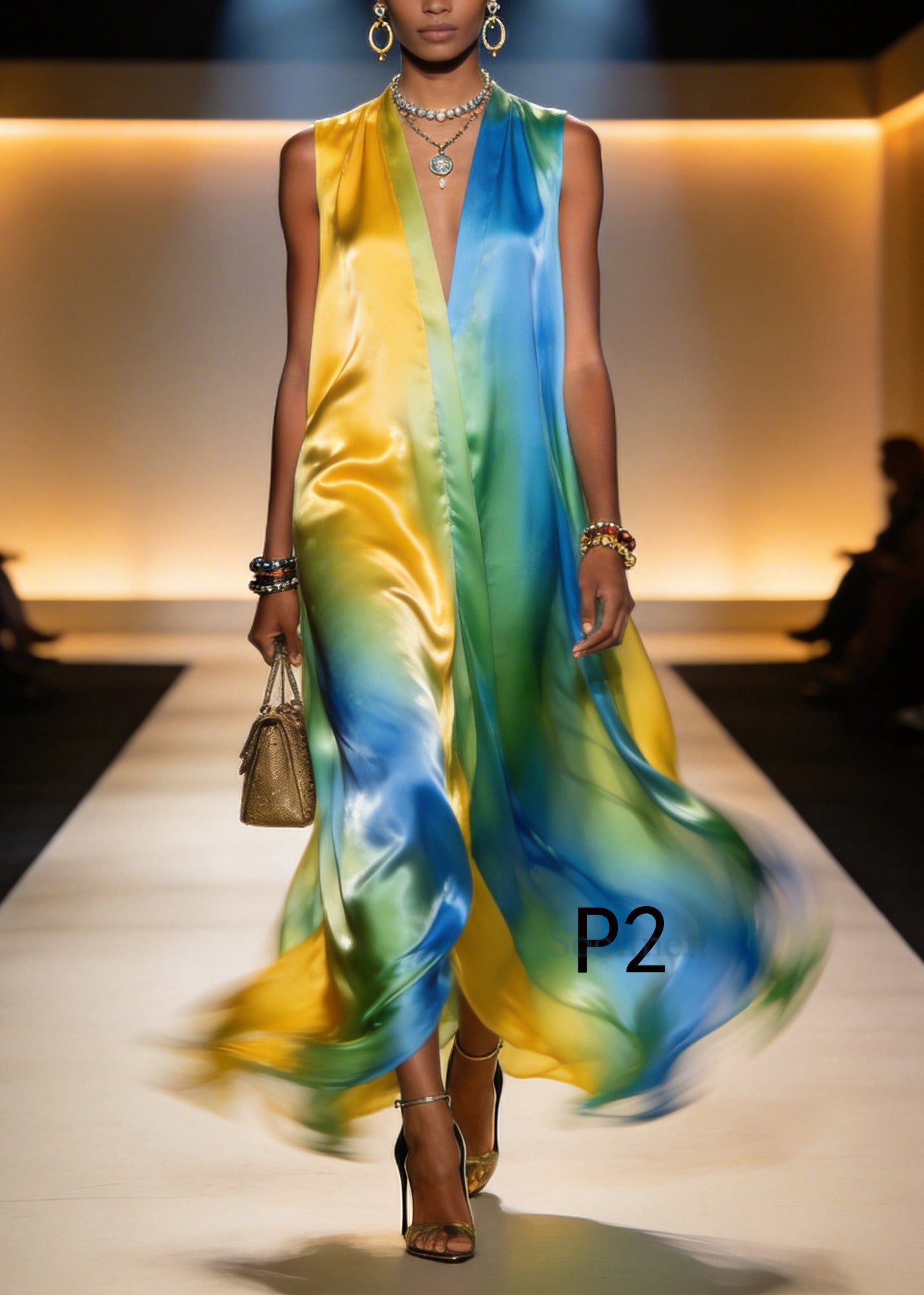 Classy Oversized Tie Dye Chiffon Dresses Sleeveless