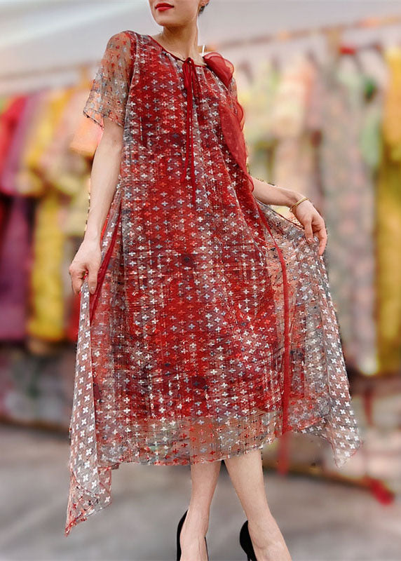Classy Red Decorated Patchwork Tulle Dresses Summer