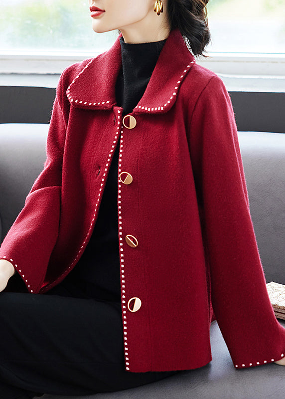 Classy Yellow Peter Pan Collar Pockets Woolen Coat Fall