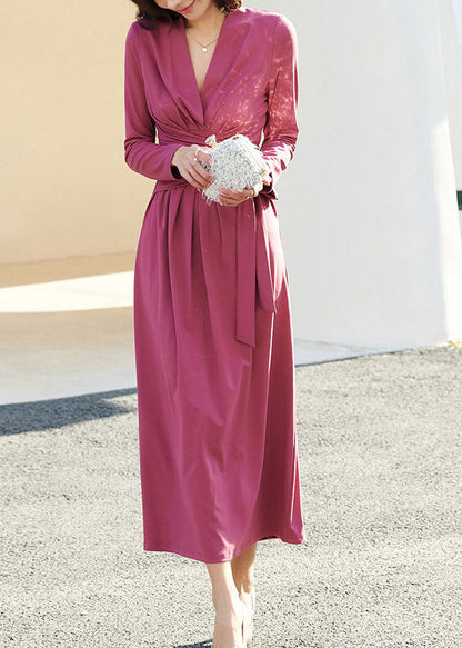 Classy Rose Tie Waist Maxi Dresses Fall