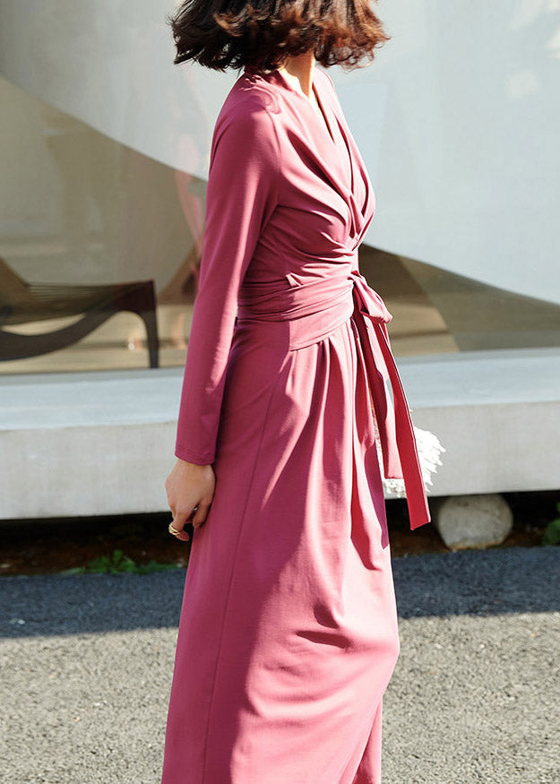 Classy Rose Tie Waist Maxi Dresses Fall