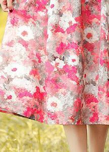 Classy Ruffled Drawstring Spring Quilting Dresses Work Red Print Dresses