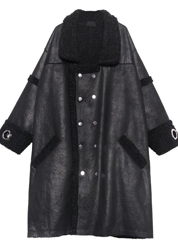 Classy Square Collar Double Breast Fine Long Coats Black Art Coats
