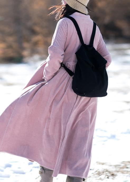 Classy Stand Patchwork Spring Dress Neckline Pink Dresses