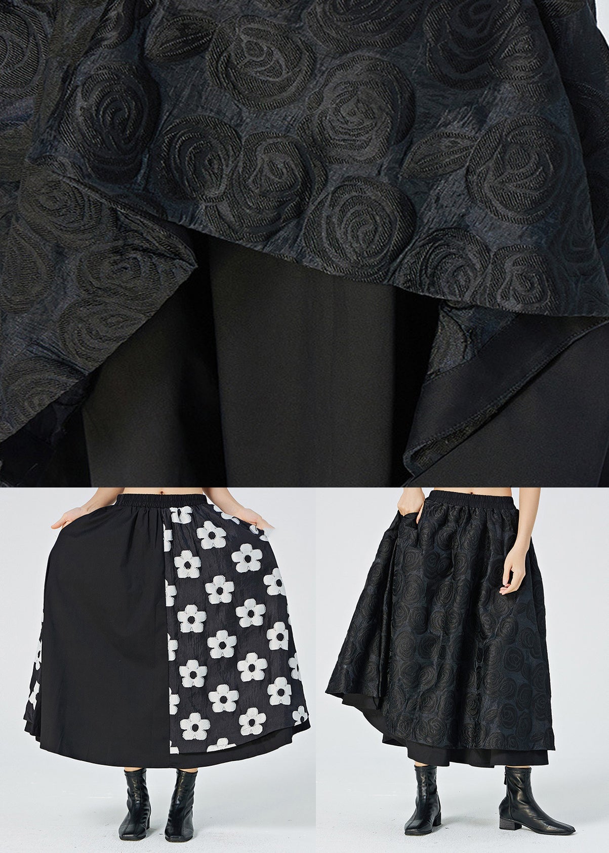 Classy White Patchwork a Line Skirts Summer