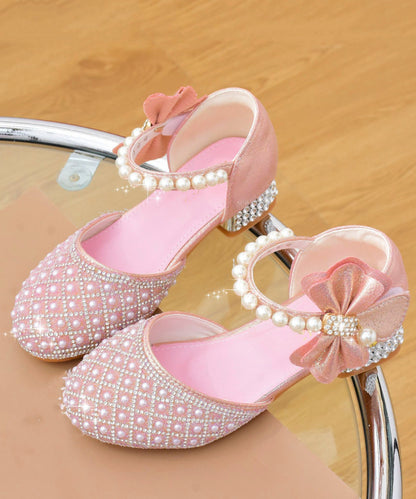 Classy White Pearl Zircon Buckle Strap Kids Sandals