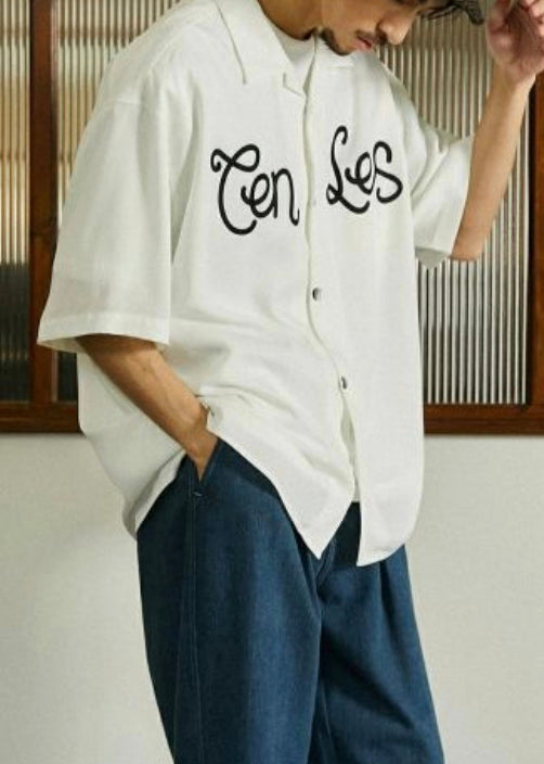 Classy White Peter Pan Collar Print Cotton Shirts Summer