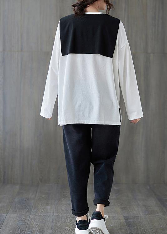 Classy White Shirts Women O Neck Side Open Loose Spring Blouse