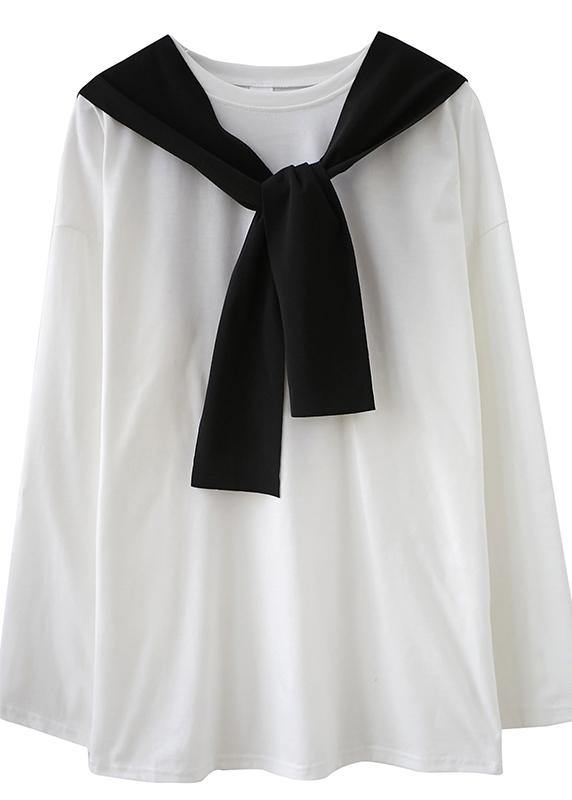 Classy White Shirts Women O Neck Side Open Loose Spring Blouse