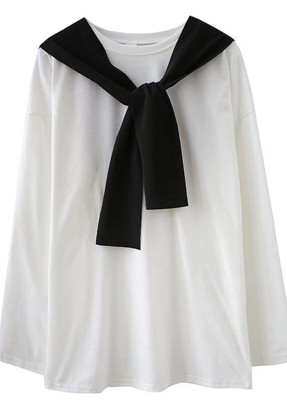 Classy White Shirts Women O Neck Side Open Loose Spring Blouse