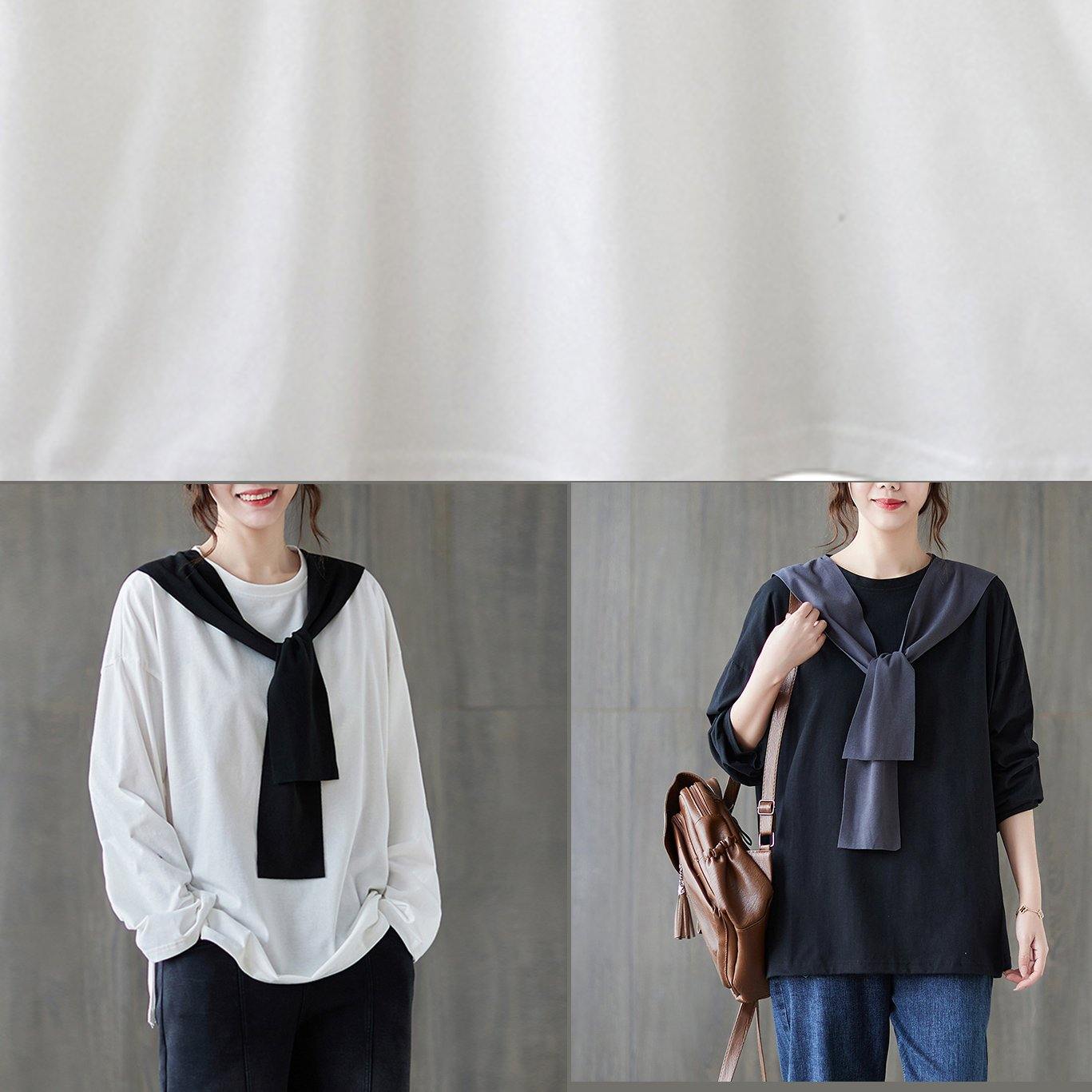 Classy White Shirts Women O Neck Side Open Loose Spring Blouse