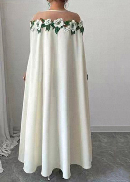 Classy White Tulle Patchwork Maxi Dresses Spring