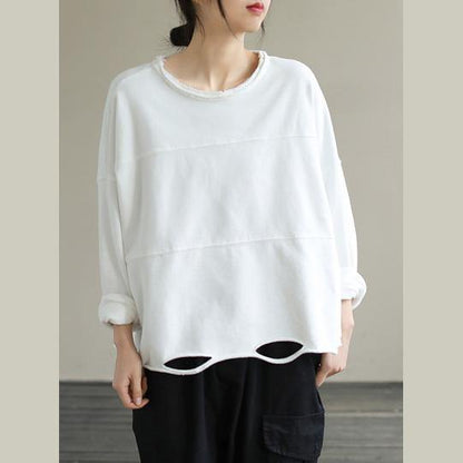 Classy White cotton Blouses For Women O Neck daily Spring top