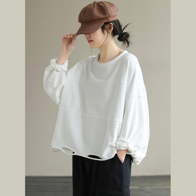 Classy White cotton Blouses For Women O Neck daily Spring top