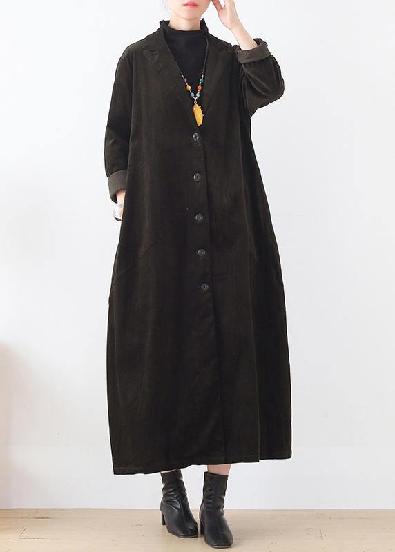 Classy Army Green Clothes Inspiration Suit Collar Striped Coats